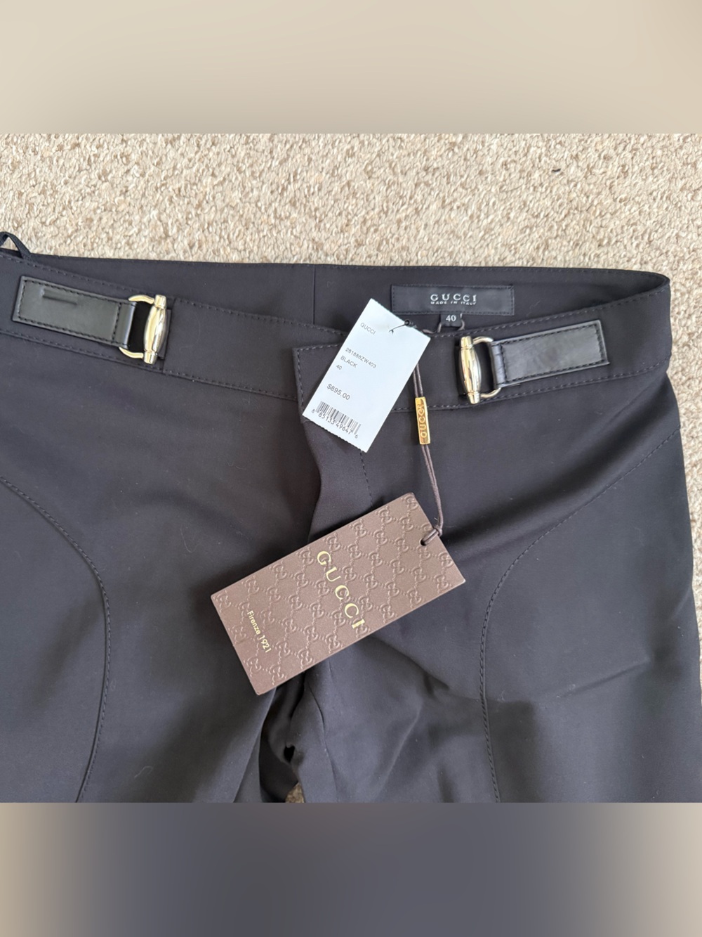 Gucci Black Dress Pants with Gold Logo Tabs